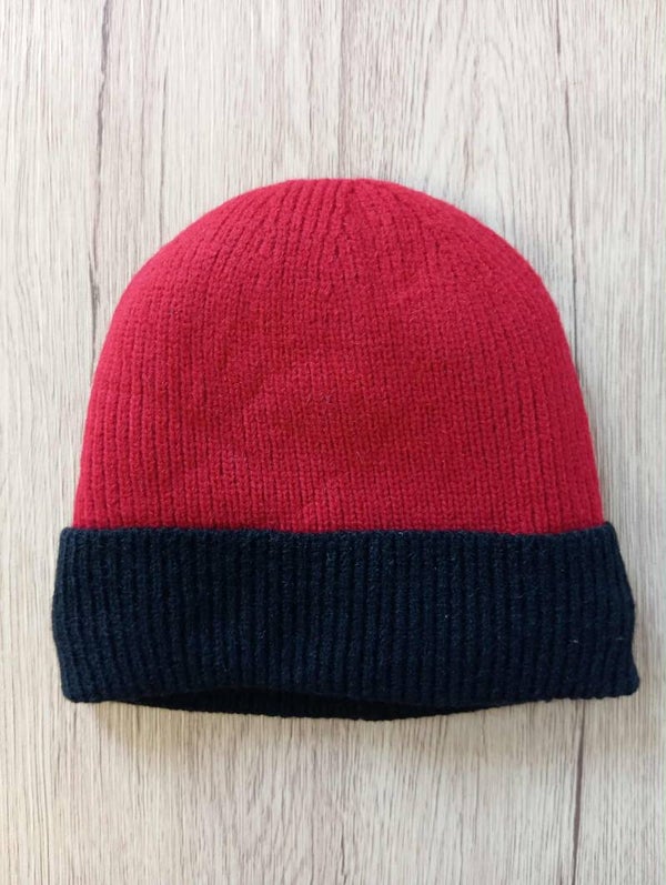 Bonnet Bicolore doublé polaire - Bordeaux/noir