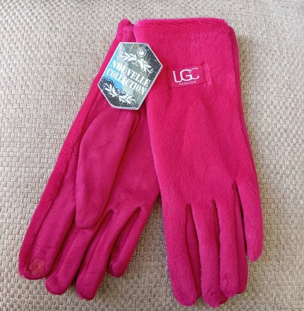 Gants suédine et fourrure synthétique - Fushia