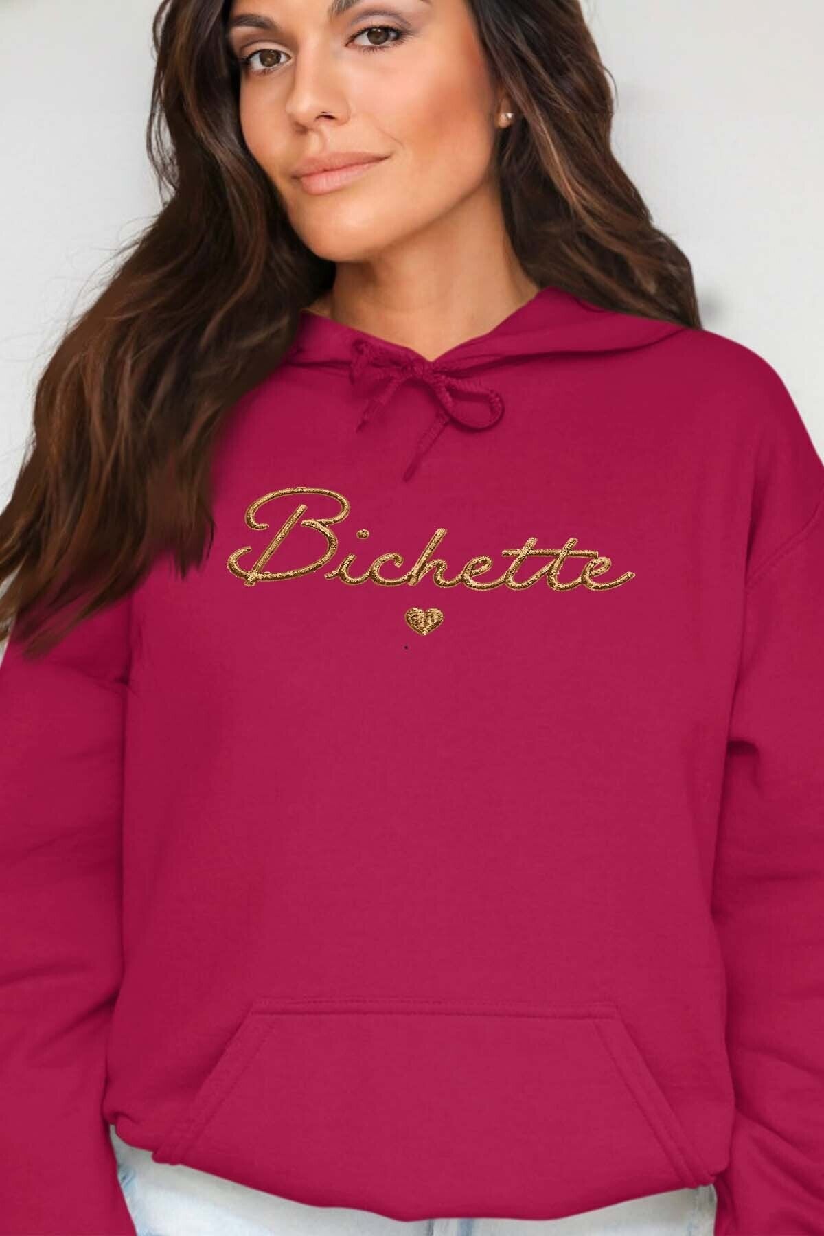 Sweat à capuche floqué Bichette - Bordeaux - 4 tailles au choix