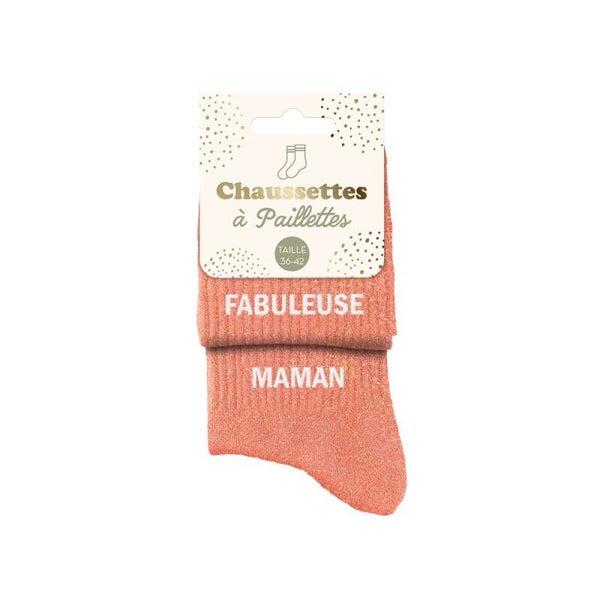 Chaussettes à paillettes " Fabuleuse Maman "