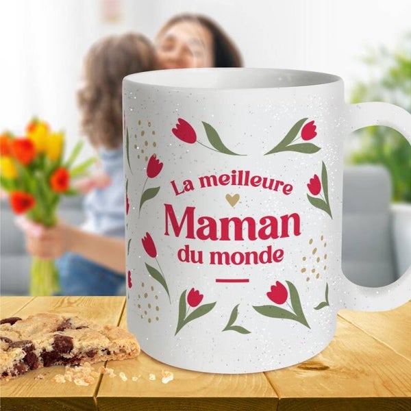 Mug à paillettes " Meilleure maman du monde "