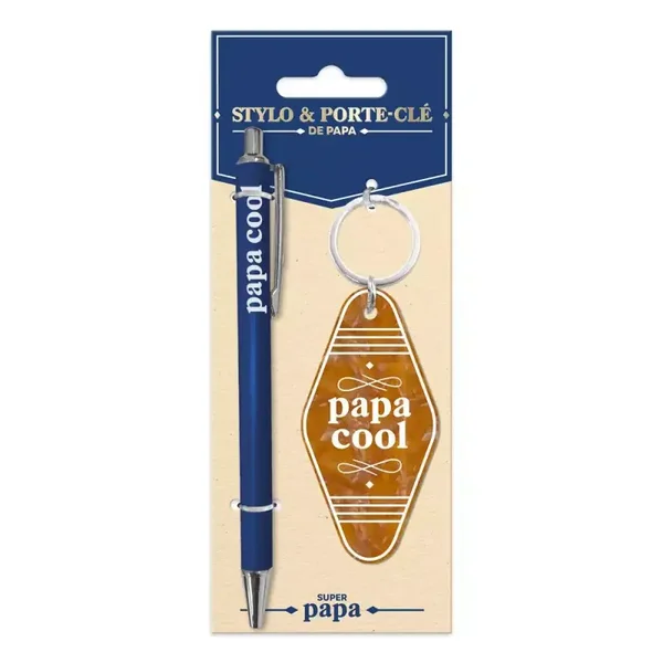 Porte clés + Stylo papa cool