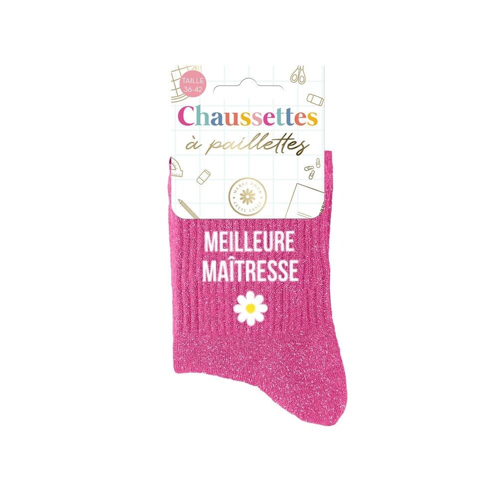 Chaussettes à paillettes " Meilleure Maîtresse"