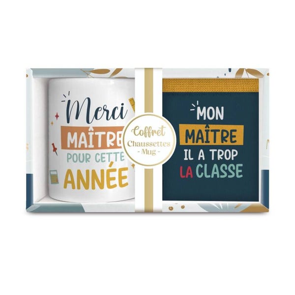 coffret Mug + chaussettes - Mon maître il a trop la classe