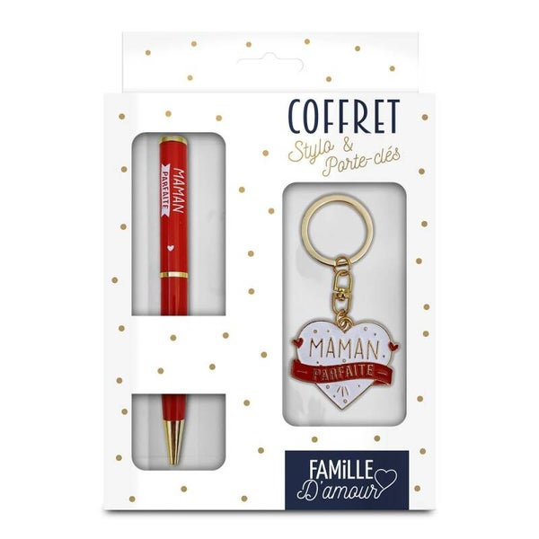 Coffret stylo + porte clés Maman Parfaite