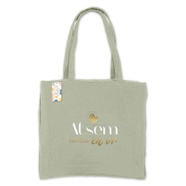 Tote Bag Atsem en Or - Vert Sauge