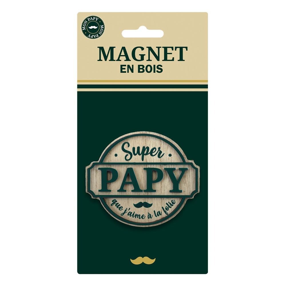 Magnet en bois - Super Papy