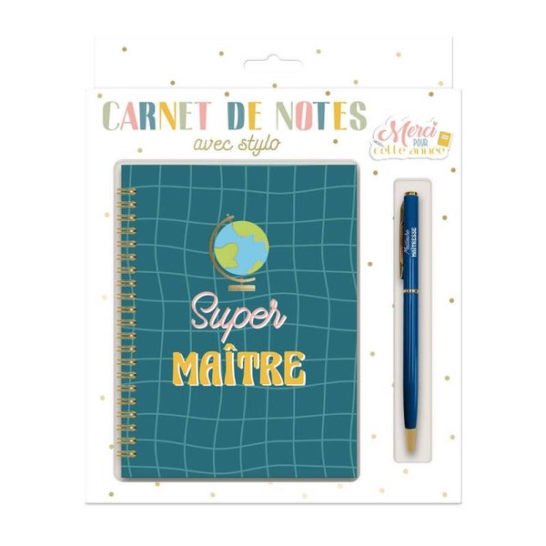 Coffret bloc notes et stylo - Super maître