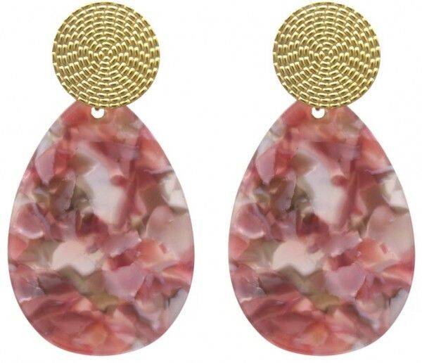 Boucles d'oreilles acier inoxydable gouttes d'eau  - Roses #BO5