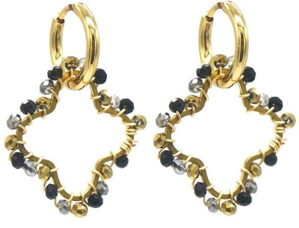 Boucles d'oreilles acier inoxydable - Trèfles noirs