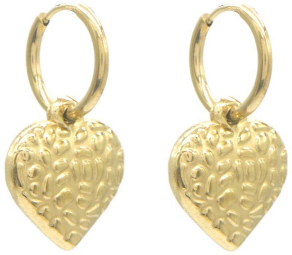 Boucles d'oreilles en acier inoxydable - Coeurs martelés OR