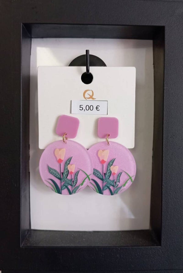 Boucles d'oreilles fantaisies - Fleurs Parmes