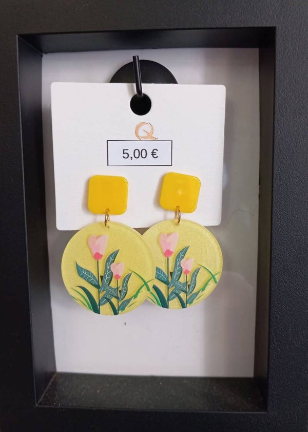 Boucles d'oreilles fantaisies - Fleurs Jaunes