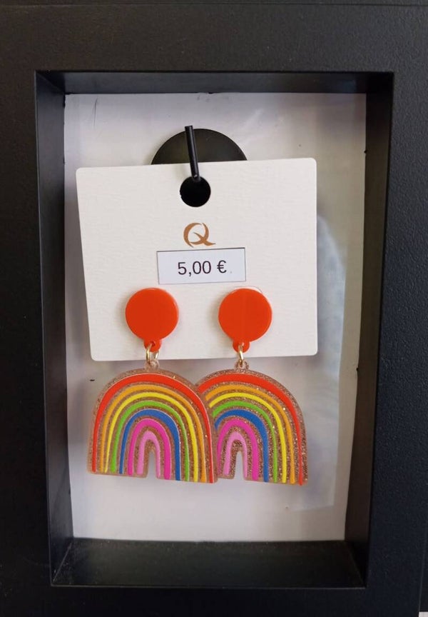 Boucles d'oreilles fantaisies arc en ciel - oranges
