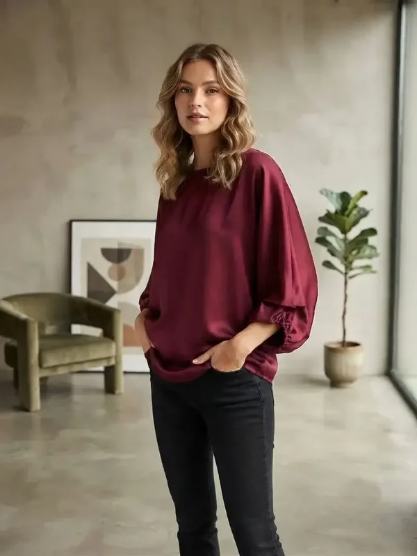 Blouse satin - Bordeaux
