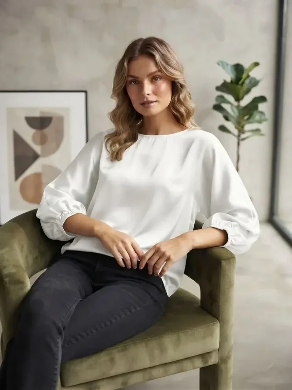 Blouse satin - Blanche