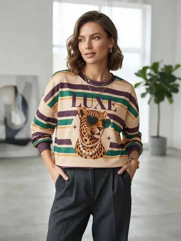 Sweat col rond - Panthère LUXE