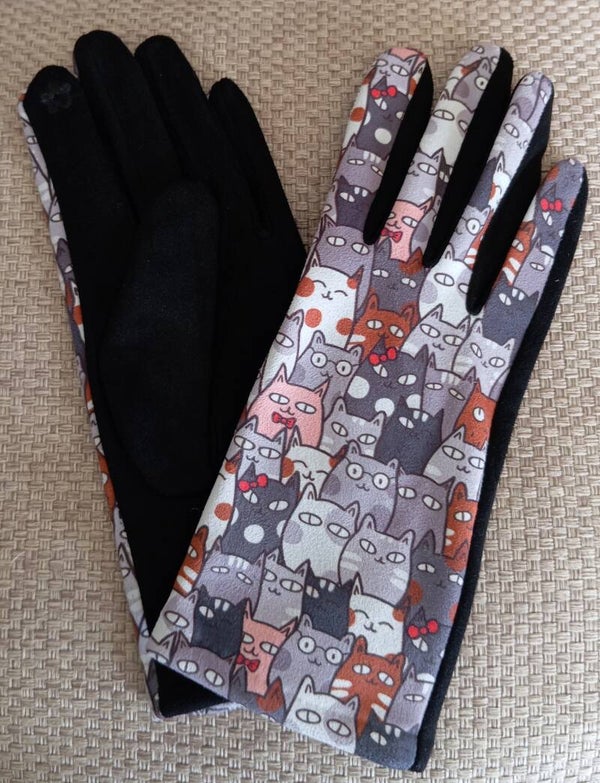Gants suèdine - Imprimés chats Noirs