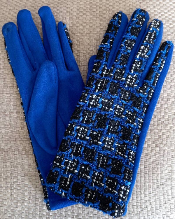 Gants Tweed - Bleu électrique
