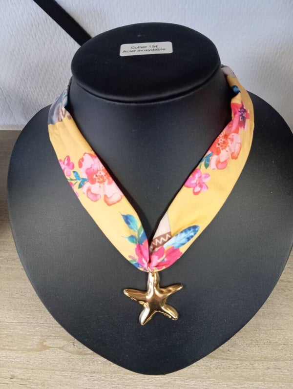 Collier foulard pendentif étoile de mer