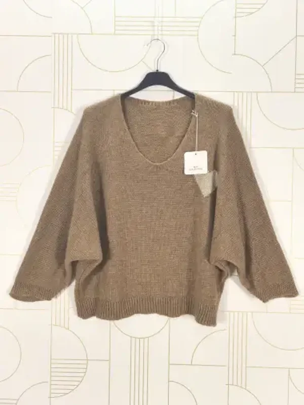 Pull coeur doré - Taupe