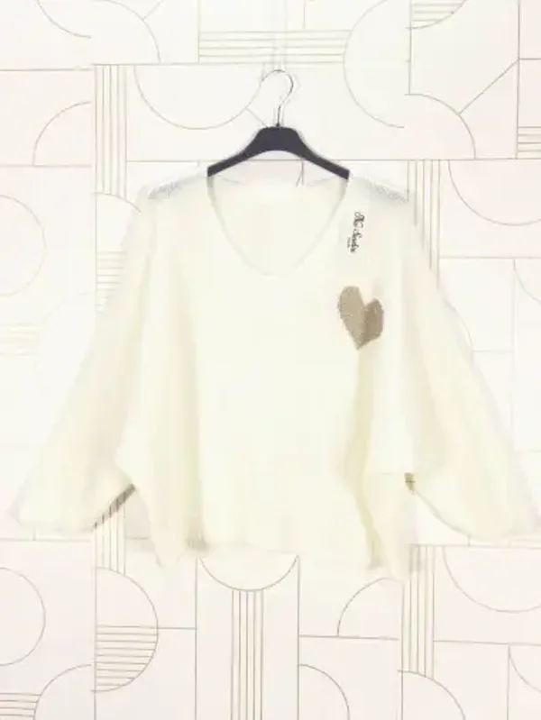 Pull coeur doré - Blanc