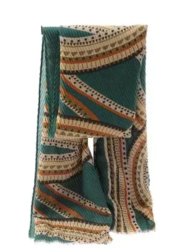 Foulard gauffré impression façon wax - Vert Bouteille