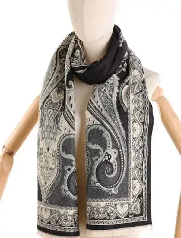 Echarpe imprimée Paisley - Noire