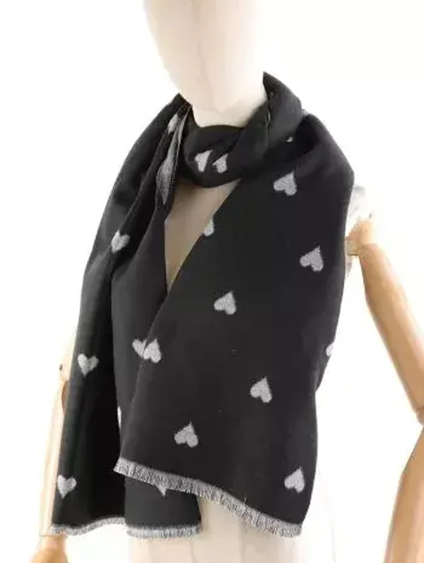 Echarpe coeurs - Noire