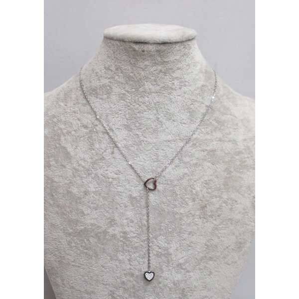 Collier Acier Inoxydable . Coeur ajouré et coeur nacre