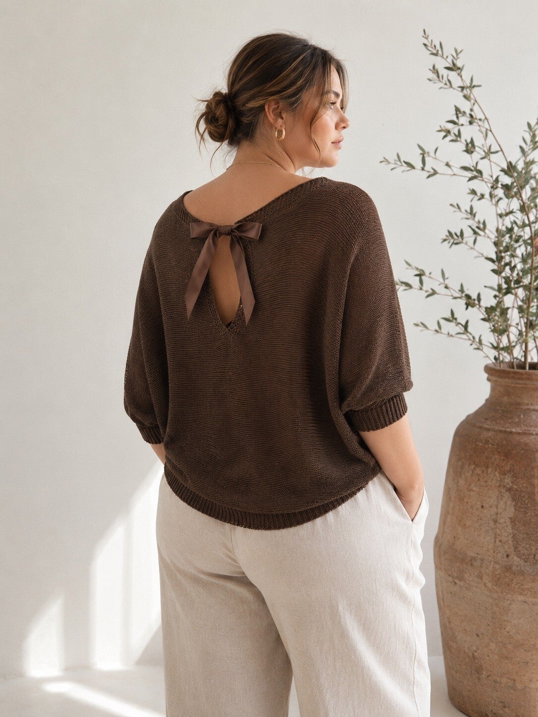 Pull manches 3/4 - Chocolat