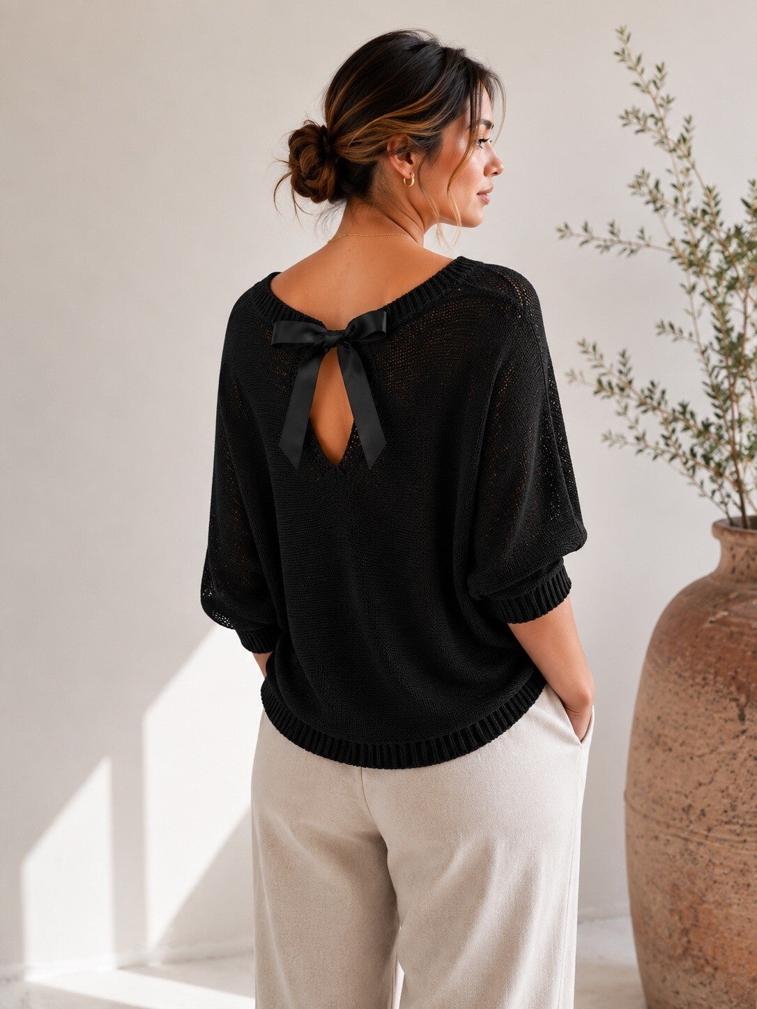 Pull manches 3/4 - Noir