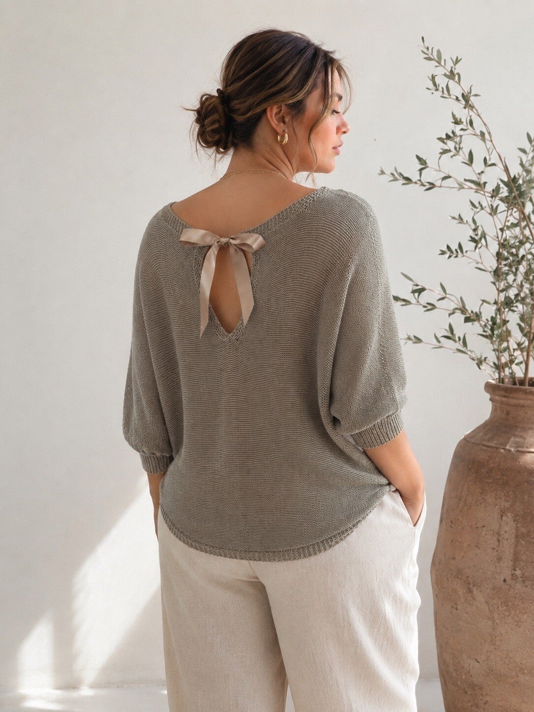 Pull manches 3/4 - Taupe