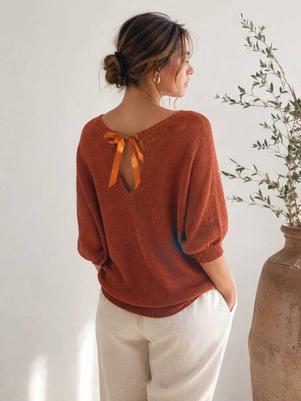 Pull manches 3/4 - Terracotta