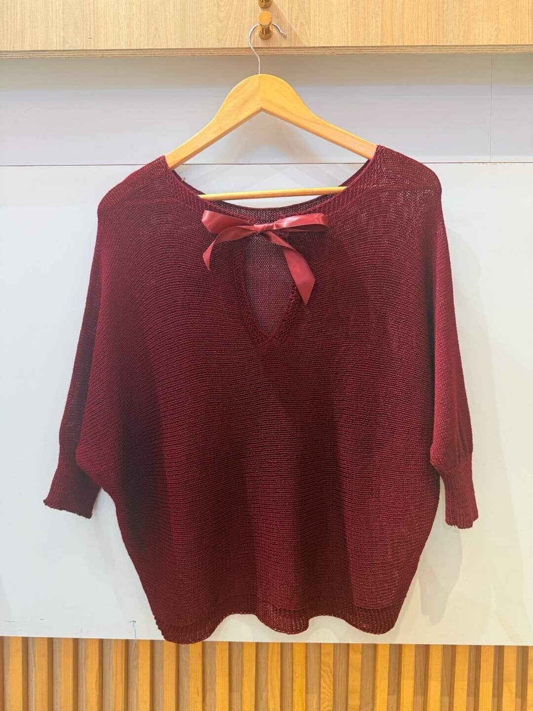 Pull manches 3/4 - Bordeaux