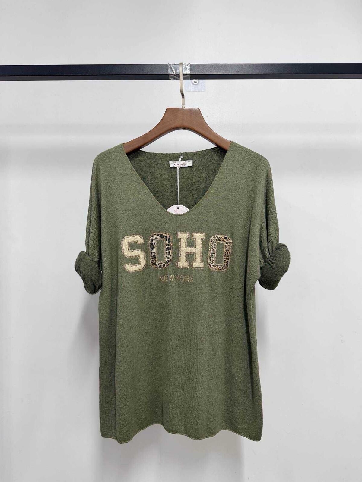 Pull col V - SOHO new york - Kaki