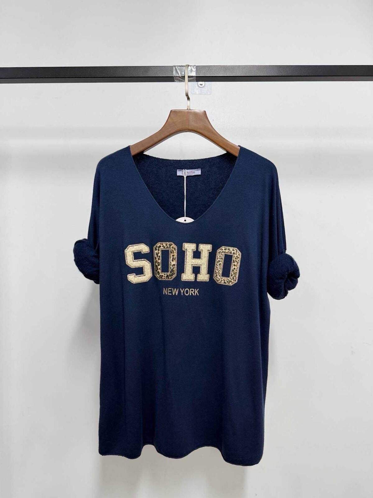 Pull col V - SOHO new york - Bleu Marine