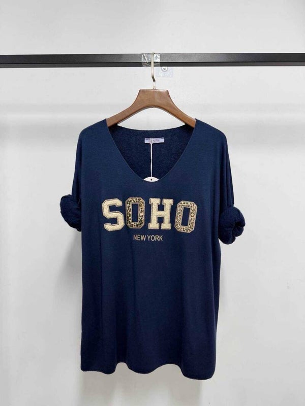 Pull col V - SOHO new york - Bleu Marine