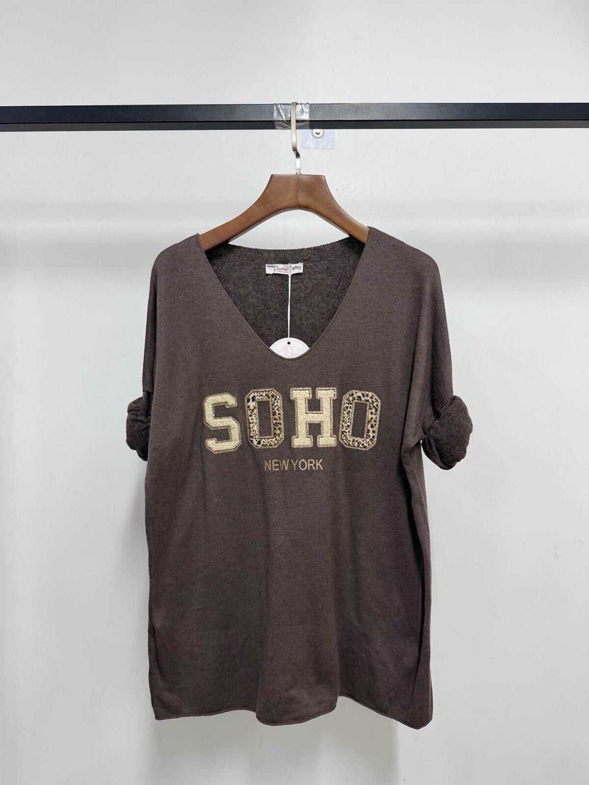 Pull col V - SOHO new york - Chocolat