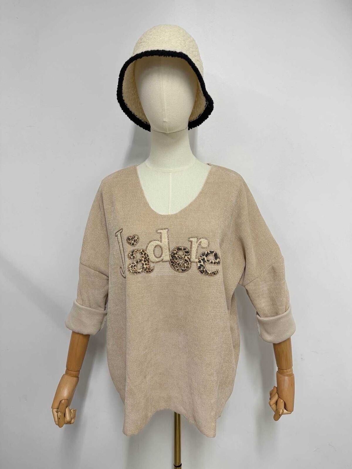 Pull velours - J'adore - Beige