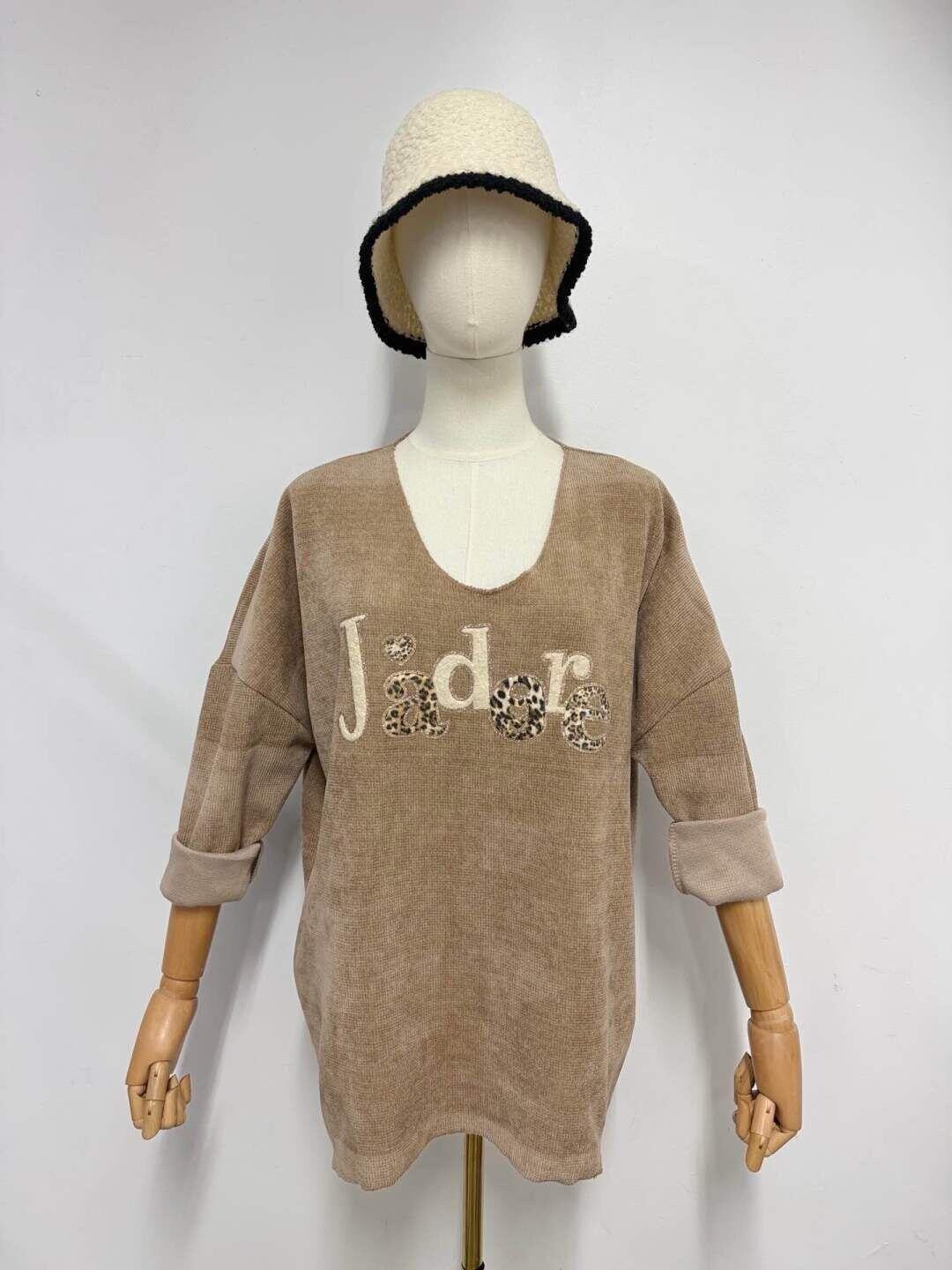 Pull velours - J'adore - Camel