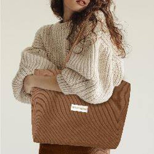 Sac cabas en velours - Collection Césarine - Chocolat