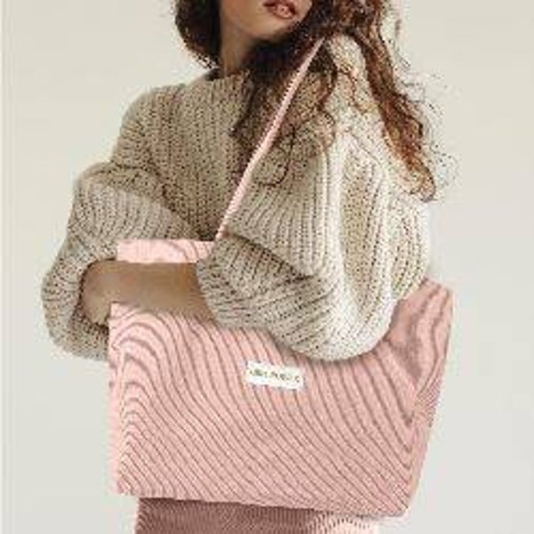 Sac cabas en velours - Collection Césarine - Rose