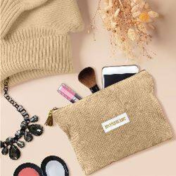 Pochette en velours - Collection Césarine -  Beige