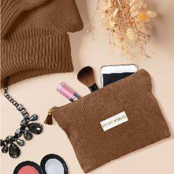 Pochette en velours - Collection Césarine - Chocolat