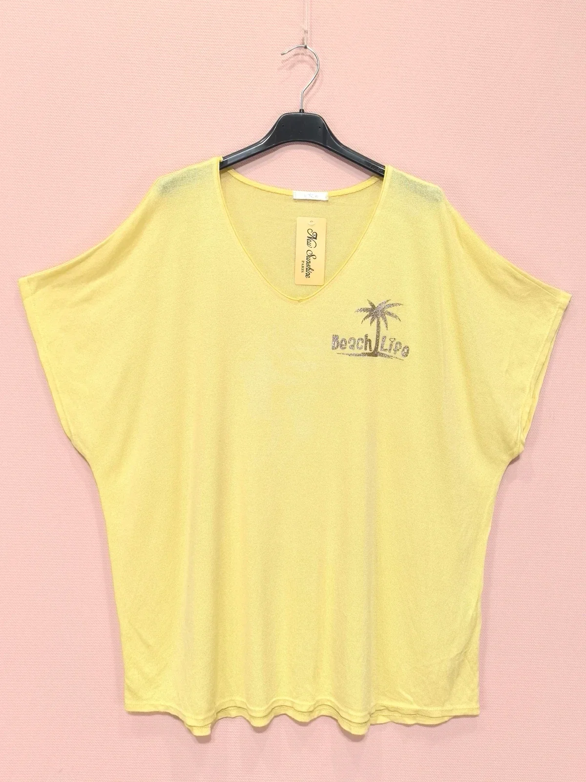 Tee shirt Beach life - Jaune pâle
