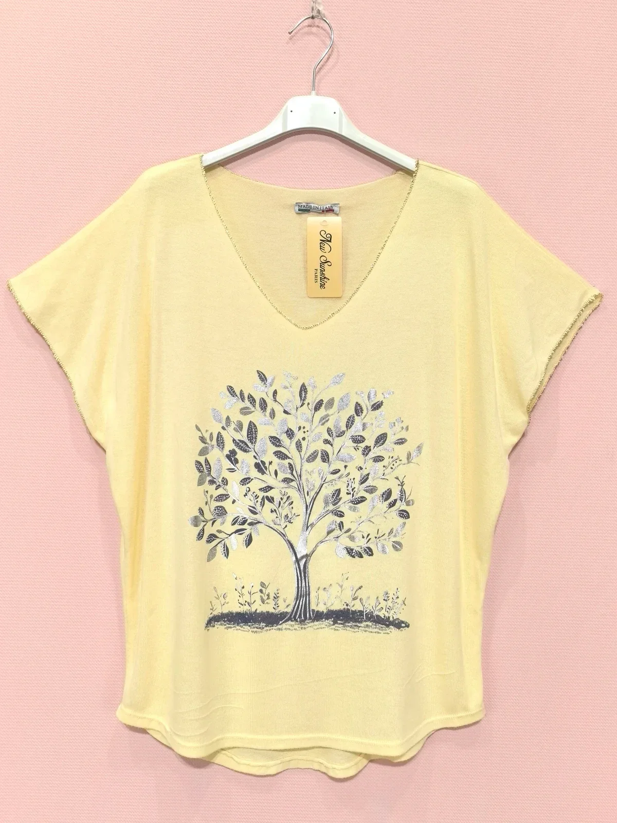 Tee shirt Arbre de vie - Jaune Pâle