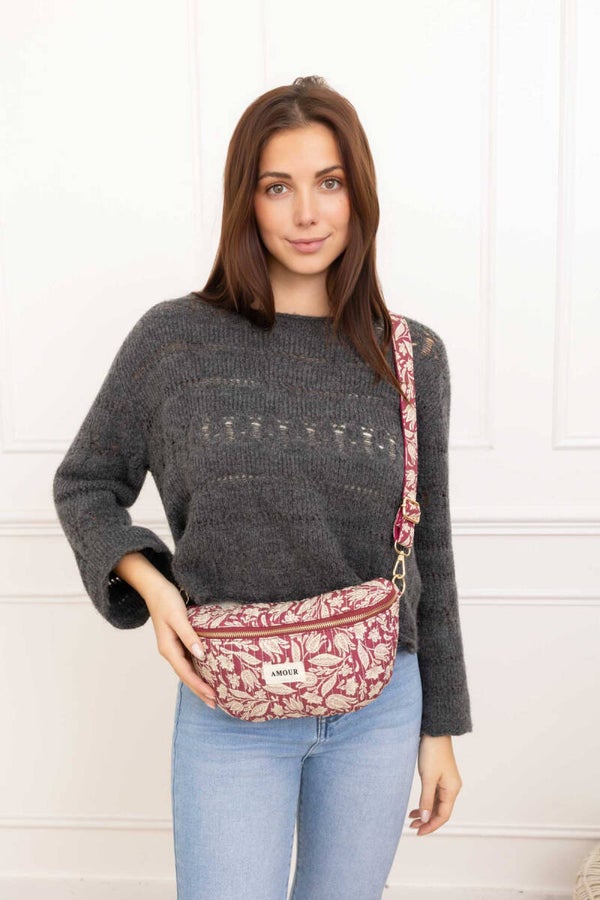W48 - Sac banane coton matelassé - Carmin -