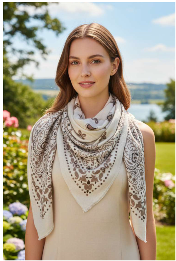 Carré imprimé Paisley 110*110cm - Beige