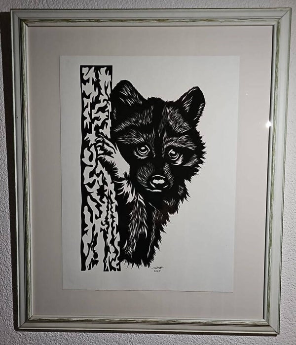 Original "Scherenschnitt Waschbär"